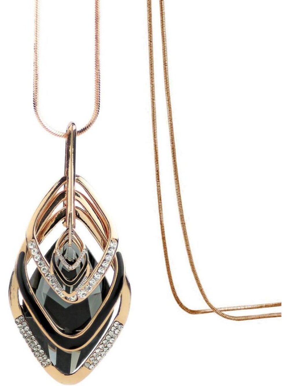 Triple Layer Pendant Necklace Long Statement Pendant Necklace Long Sweater Chain
